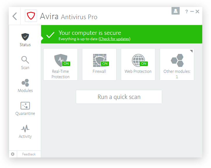 Avira Antivirus Pro в топе лучших платных антивирусов для Windows 2018