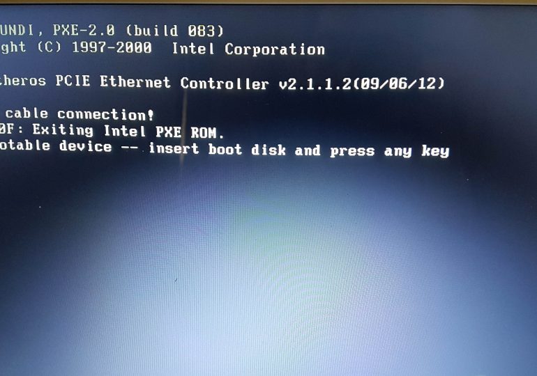 Ошибка no bootable device insert boot disk and press any key, причина - неисправный блок питания