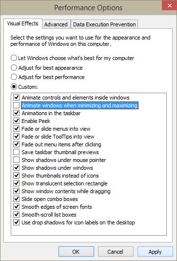 Как отключить эффекты анимации при минимизации и максимизации окон в Windows 10