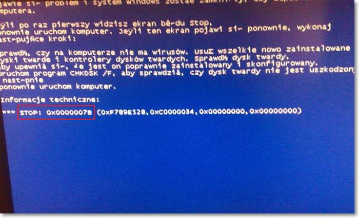 При установке Windows XP синий экран смерти