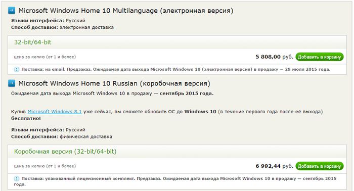 Сколько будет стоить Windows 10 в России