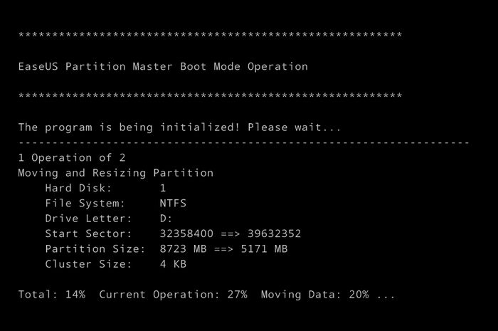 Увеличение системного диска в программе EaseUS Partition Master Free