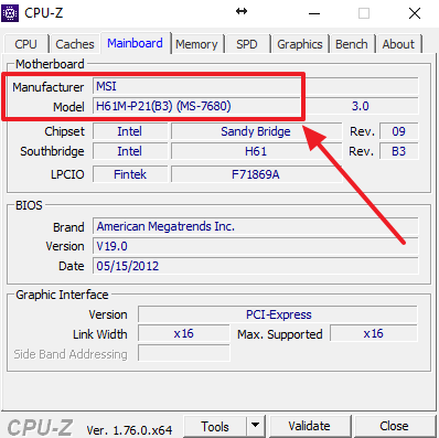 Как узнать название материнской платы