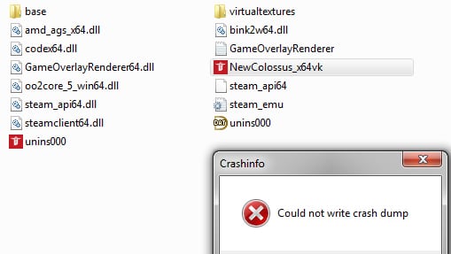 Could not write crash dump в Wolfenstein 2 – Решение