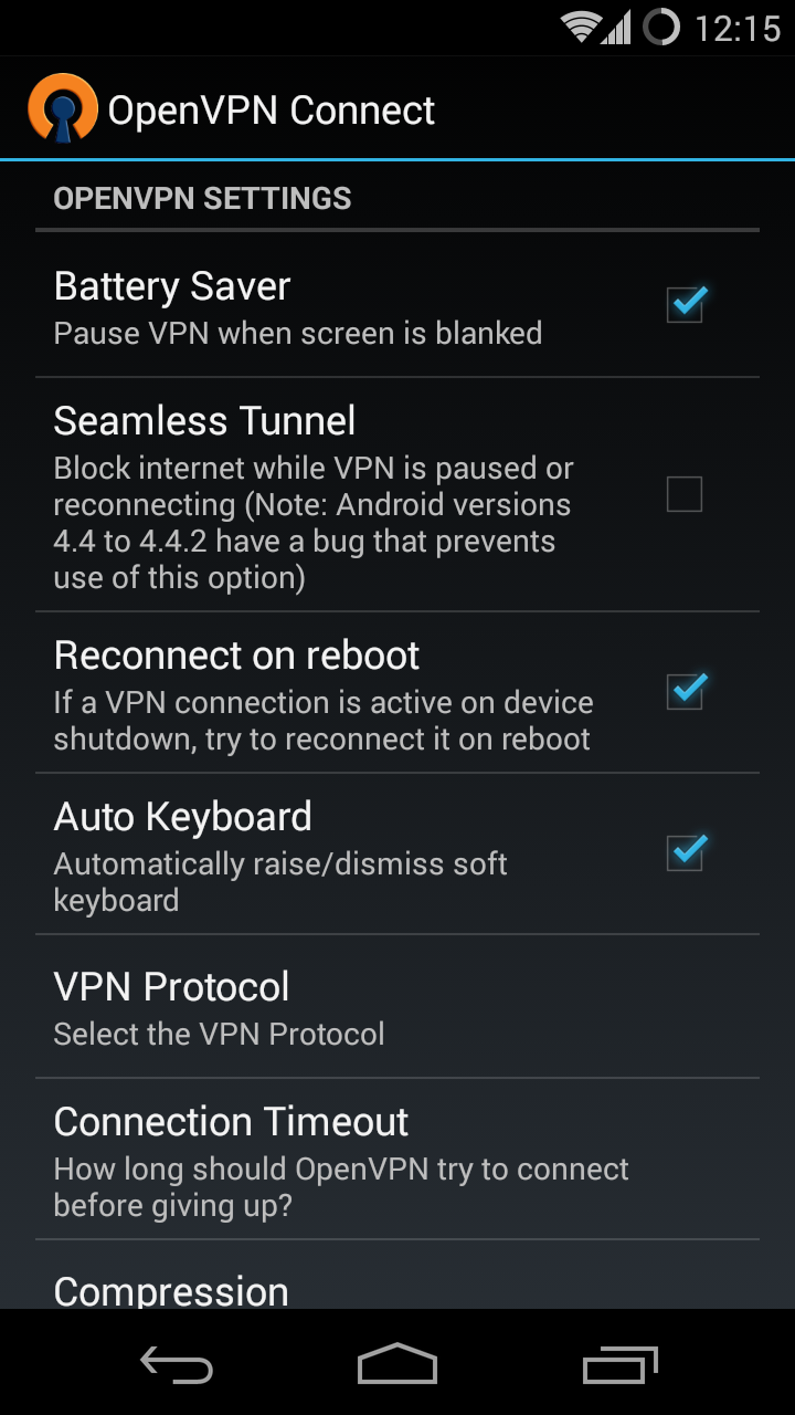 Приложение OpenVPN connect для Android
