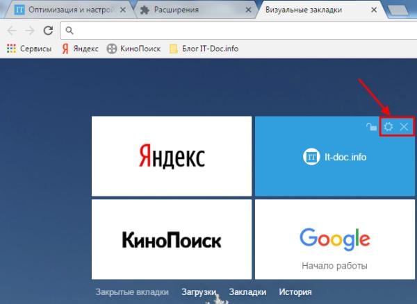 Визуальные закладки для Google Chrome