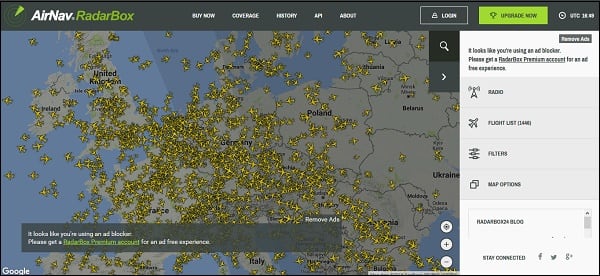 Карта полётов самолётов онлайн в реальном времени