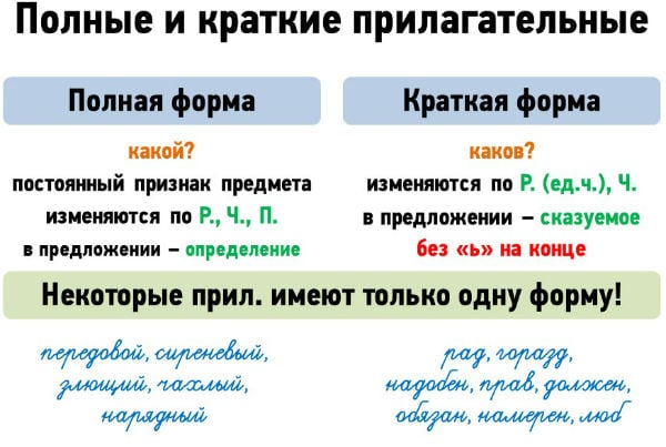 Разбор прилагательного как части речи