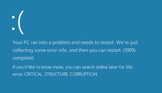 Исправить ошибку critical structure corruption на Windows