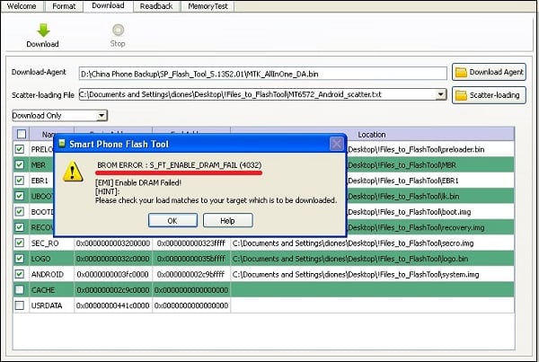 BROM ERROR : S_FT_ENABLE_DRAM_FAIL (4032) что делать?