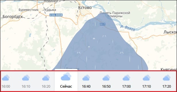 Карта осадков в Яндекс Погода