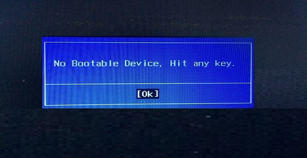 No Bootable Device, Hit any key на ноутбуке Acer что делать